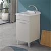 Inbagno Lavatoio con mobile 45x50 cm grigio calce con 1 anta, vaschetta in resina con piletta e sifone incluso, MOON