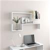 Gecheer 2 Mensole a Muro Bianco 100x15x20 cm, Moderne, Scaffale Murale con Scomparti Aperti, Resistente