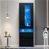 Wiuzo Vetrina con illuminazione a LED, 50 x 40 x 180 cm, armadietto per vetrina, vetrina, armadietto per soggiorno, nero, pareti di soggiorno, armadi, buffet
