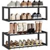 IBUYKE 2 Set di Scarpiera da Parete, 41-73cm Espandibile, Nero TXJ001B-2 | Scaffale Portascarpe da Muro in Metallo per 12-16 Paia di Scarpe, Salvaspazio, Sospeso, per Armadio Ingresso Soggiorno