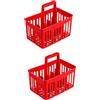 mille idee Set 2 Cestelli Portabottiglie in Plastica 6 Posti con Manico - Porta Bottiglie Impilabile - Cassetta Portabottiglie 31 x 22 x 35 cm - Ideale per Bottiglie da 1 Litro (Rosso)