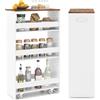 COSTWAY Carrello Portaoggetti a 4 Ripiani, Carrello da Cucina con Maniglia Laterale e Ruote, Carrellino Scorrevole Salvaspazio Slim e Sottile (25 cm,Marrone+bianco)