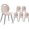 HJhomeheart Set di 6 Sedie da Cucina Moderne Imbottite con Gambe in Metallo Nero,Sedie da Pranzo in Lino, Design a Quadri, per Sala da Pranzo e Cucina, Soggiorno, Beige
