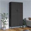 Zentexion Armadio antracite 90 x 50 x 180 cm in acciaio con 4 scomparti regolabili, asta appendiabiti, fessure di ventilazione, montaggio a parete, salvaspazio, stabile, moderno, per camera da letto