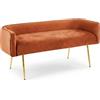 INTRECCI Divanetto in Velluto con Gambe Oro | Design Moderno ed Elegante | Colore: Ruggine