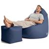 Avalon - Puff Poltrona Sacco Gigante con Poggiapiedi Jive Deluxe Sfoderabile, Pouf di Qualità Sartoriale, Bean Bag per Sedersi Ergonomico, Tessuto Antistrappo Impermeabile, Made in IT (Blu Scuro)