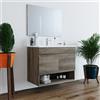 MarinelliGroup Mobile bagno 80 cm sospeso lavabo ceramica specchio 2 ante rovere 80 x 45 x 64 cm 305110H