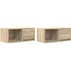 Mhdvray Set di 2 mobili per TV sospesi, in rovere Sonoma, 60 x 31 x 25,5 cm, montaggio a parete, in legno con cassetto, salvaspazio, per soggiorno