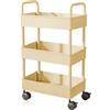 Generisch Carrello portaoggetti a 3 ripiani, con maniglia e ruote, ruote girevoli a 360°, multifunzionale, per cucina, camera da letto, cameretta dei bambini e ufficio (giallo)