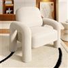 SEYNAR Poltrona moderna in stile sherpa, divano con braccio, accogliente e soffice, per soggiorno, camera da letto, angolo (bianco crema)