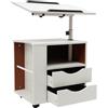 Legwfdthy Comodino girevole funzionale regolabile a 3 ripiani, multifunzione, libreria, cassetto, funzionale, regolabile, mobile per una varietà di occasioni, casa, ufficio (bianco)