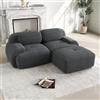 Kuczn Divano modulare angolare in corduroy, senza ossa, con funzione letto, in schiuma ad alta densità 32D, design profondo, fondo antiscivolo, per soggiorno e camera da letto, grigio