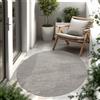 Paco Home Tappeto Per Esterno Balcone Terrazza Tappeto Cucina Monocolore Mélange, Dimensione:Ø 120 cm tondo, Colore:Grigio
