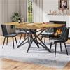 Generisch Tavolo da pranzo allungabile, 120 (160) x 80 x 66,1 cm, tavolo da cucina per la colazione, con piano in legno di noce/marmo, gambe in metallo nero a forma di stella, portata fino a 60 kg