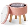 IBUYKE 13" Piccolo Poggiapiedi Ottomano con Contenitore, Pouf Poggiapiedi Rotondo con Sedile Imbottito e Coperchio, Poggiapiedi Mini in Teddy per Ingresso Divano Soggiorno, Rosa WBD006P
