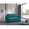Deshome - Divano Letto 2 posti 165x90 cm, divano chaise longue con schienale reclinabile a doppio cuscino, confortevole tessuto bianco, struttura rinforzata pieghevole, MARILYN (Petrolio)