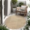 Paco Home Tappeto Per Esterno Balcone Terrazza Tappeto Cucina Monocolore Mélange, Dimensione:Ø 120 cm tondo, Colore:Natura