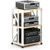 GJPXFR Supporto Multimediale AV, Rack Audio Mobile, Rack Stereo A 3, 4 E 5 Livelli Con Ruote, Supporto Per Giradischi Altezza Regolabile, Mobiletto Portaoggetti(White,3-Tier(A))