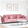 sephironlbb Divano rosa in velluto, 250 x 77 x 76 cm, 4 posti, con anima a molle e robusto telaio in compensato, mobile moderno per soggiorno e camera degli ospiti