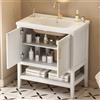 Lexiou Mobile da bagno singolo con base 80 cm con lavabo in ceramica, bianco