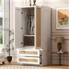 Moimhear Armadio 70 x 55 x 170 cm, bianco, design a doppia porta, ante in rattan sintetico
