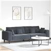 sephironlbb Divano in velluto grigio scuro, 250 x 77 x 76 cm, 4 posti, con nucleo a molle e funzione reclinabile, mobile moderno per soggiorno, divano con cuscino per lo schienale per salotto e camera