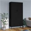 Zentexion Armadio nero 90 x 50 x 180 cm in acciaio con scomparti regolabili, asta appendiabiti e fessure di ventilazione, salvaspazio, stabile, moderno, per camera da letto, corridoio, soggiorno