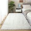 YIHAIC Faux tappetto di pelle di pecora tappeto, Pecora Agnello imitazione pelliccia sintetica decorativa, adatto per tappeto per soggiorno, tappetino per il letto (Bianco, Rectangle 50 x 150 CM)