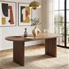 Merax Tavolo da pranzo allungabile, 140/200 x 90 cm, semplice tavolo ovale per 6-8 persone, con angoli arrotondati, piano ispessito, per soggiorno, sala da pranzo, cucina, ufficio, giardino, noce