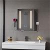 Ztexkee Specchio Bagno Contenitore con Luce e Antiappannamento Armadietto Bagno a Parete con Presa Supporto per asciugacapelli e 2 Mensola Regolabile, Porta asciugacapelli 45x15x60cm