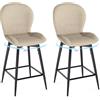 LEWE Set di 2 Sgabelli da Bar Moderni, 65 cm Altezza Seduta, Girevoli 360°Sgabello Alto con Schienale Imbottito in Tessuto, Metallo Poggiapiedi, per Isola Cucina, Sala da Pranzo, Salotto-Kaki