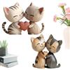 Rbleote Set 2 Pezzi Scultura in Legno di Gatto Decorazione da Scrivania Piatta 2D con Abbraccio Decorazione Decorazione a Forma di Gatto per Casa E Ufficio
