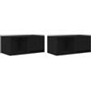 Mhdvray Set di 2 mobili per TV sospesi, colore nero, effetto rovere, montaggio a parete, in legno, per soggiorno, con cassetto, 60 x 31 x 25,5 cm