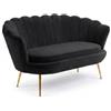 INTRECCI Divanetto a Conchiglia in Velluto con Gambe Oro | Design Moderno ed Elegante | Colore: Nero