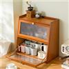 SanBouSi Piccola credenza in bambù per piano di lavoro, buffet, armadio da cucina con porta in acrilico, contenitore per il pane per barattoli di spezie, utensili da cucina, tazze, oggetti di scena