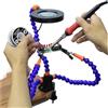QXCIVR Stazione di saldatura per utensili terza mano mano 3 braccio flessibile con morsa regolabile scrivania morsetto base saldatura (lente di ingrandimento 3X blu)