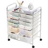 VEVOR Carrello con Cassetti Organizer a Doppia Fila con 12 Cassetti e Ruote, Carrello Portaoggetti, Telaio in Acciaio Cromato, Ruote Girevoli a 360° con 2 Freni, Ideale per Ufficio, Garage e Studio