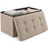 edihome, Pouf Contenitore Pieghevole con Coperchio in Tessuto (38x76x38 cm) - Panca Contenitore, Cassapanca da Interno, Baule, Poggiapiedi e Seduta (beige)