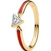 PANDORA Marvel Iron Man 14k Gold-Plated Ring with Clear Cubic Zirconia And Red Enamel