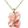 Navachi - Collana con ciondolo a forma di fiore con foglie smaltate in multicolore, in cristallo trasparente, placcata in oro 18 k, 16+2, Zinco, Cristallo
