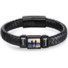 Amsgedhie Bracciale da Uomo Personalizzato con Nome, Bracciale in Pelle da Uomo con Foto Incisa per Papà, Regali Personalizzati, Regali per Festa del Papà (Nero-2)