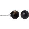 Wizock Orecchini in ossidiana dorata da 8 mm, semplici, in argento Sterling 925, con perline rotonde di cristallo, per donne e uomini, gioielli da regalo
