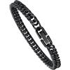 Richsteel Bracciale Uomo, 6MM 19CM, Catena Cubana Miami Nero, Hiphop Punk, Bracciali Acciaio Impermeabile, Non Scolorisce