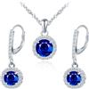 MICMIF Set Gioielli Rotondo Cristallo di Zirconi in Argento 925 per Donna, Orecchini Pendenti Halo Collane con Ciondolo Pietre Portafortuna Bianco Viola Blu Rosa Azzurro Rosso Verde