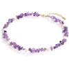 COAI Collana Donna con Chips di Ametista Naturale e Perle Acqua Dolce, Girocollo Donna Estivo Elegante con Scatolina Regalo, Lunghezza Regolabile 40+5 cm