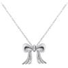 Yifnny Collana con ciondolo a forma di fiocco,Collana con fiocco in Gioielli in oro Perle artificiali Gioielli per feste Regali di compleanno per Donne (Stile 1 Argento)