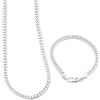 Generico Set Collana e Bracciale Argento S925 Unisex 50 cm + 20 cm Maglia Intrecciata