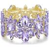 EVER FAITH Bracciale di cristallo ovale a forma di pera, strass di cristallo, fiore grappolo, bracciale elastico, gioiello per donna, sposa, matrimonio e festa, Mittelgroße, Cristallo, Senza Gemstone