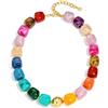 WOWORAMA Collane colorate da donna alla moda multicolore grandi perline quadrate in resina collana Boho Chunky Statement collane girocollo Y2K gioielli estivi, Adjustable Size, Resina, Non pietra