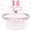 VEEDOFA Braccialetto tennis da donna, in argento Sterling, con simbolo dell'infinito a cuore, ipoallergenico, regolabile, idea regalo per 30°, 40°, 50°, 60° compleanno, con biglietto per mamma, nonna